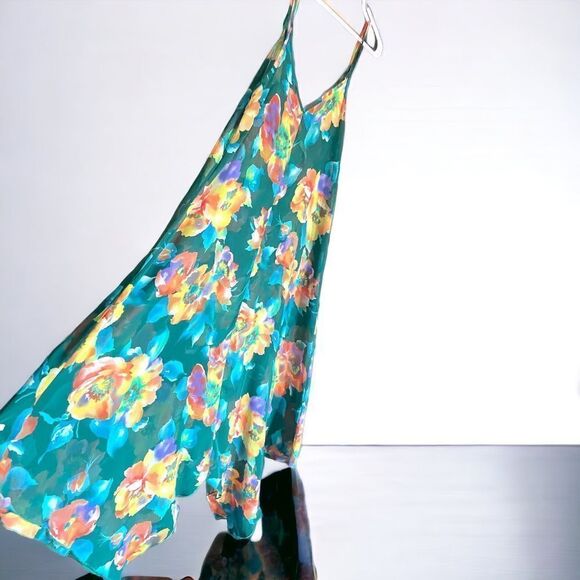 WinWin l Teal l Sexy & Sheer l Hi-Lo Long Nightgown l Tie-back l Sleeveless EUC - Picture 3 of 6